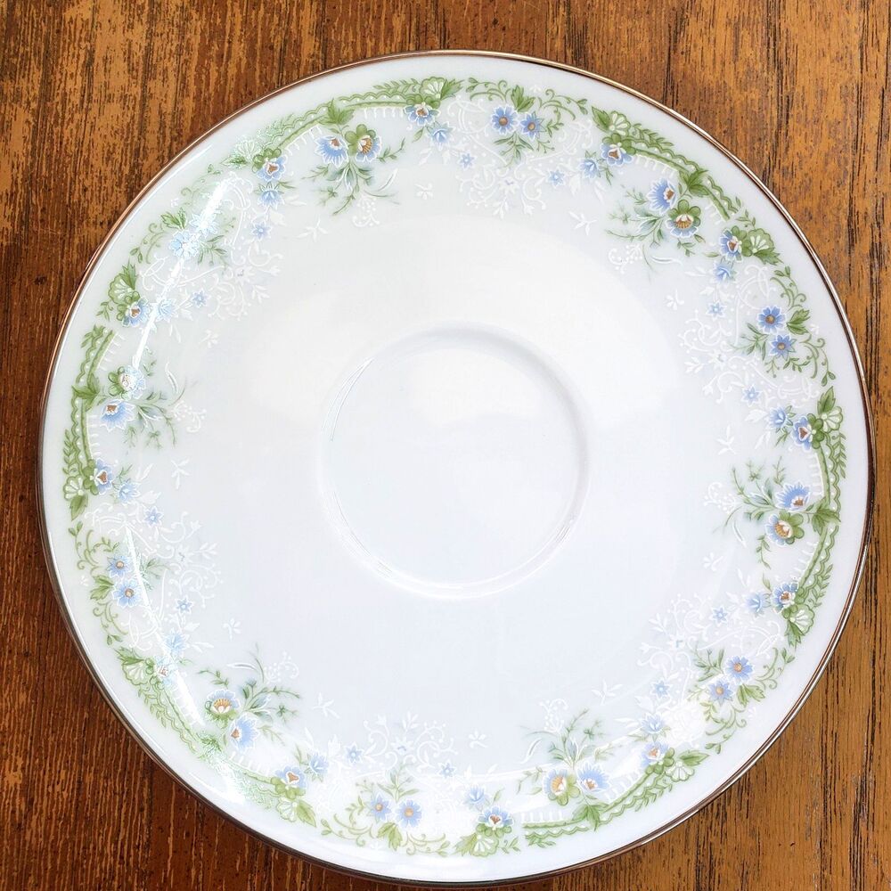 Vintage Noritake Dee 2212 Bone China Saucers Blue Green Floral Japan Lot of 3 - Picture 8 of 9